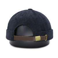 Gorra de béisbol con logotipo de etiqueta tejida sin ala, sombrero Docker de algodón de pana negra, gorras Sin borde personalizables, sombreros para hombres