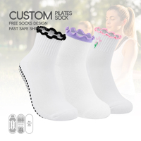 Haute Qualité Logo Bowknot Mode Grip Chaussettes Coton Athlétique Drôle Femmes Yoga Chaussettes Coussin Personnalisé Pilates Chaussettes