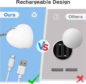 Luz LED Recargable Portátil con Sensor Táctil en Forma de Corazón Brillante para Bolso, con 24 LED Blancos, Plástico ABS, Carga Tipo-C - Product Image 3