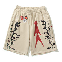 American High Street Unisex Casual Sports Shorts Cactus Jack Print Mid Waist Knitted Canvas 100% Cotton Digital Printing