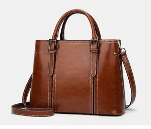 Beschikbaar Vintage Bruin Lederen Bolsos De Mujeres De Marca Black Women Bag Custom Merken Shoulder Office Tassen Voor Dames