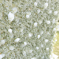 Groothandel Hoge Kwaliteit Rozen Bloempaneel Kunstmatige Witte Rozen Bloemenwand Achtergrond 8ft X 8ft voor Bruiloft Evenement Decoratie