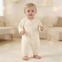 Combinaison bébé imperméable en coton confortable, body doux pour nouveau-né, garçons et filles, 0-12 mois, manches longues, respirant, boutons pression
