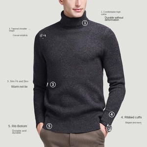 Hot Bán Màu Rắn Ánh Sáng Ấm Áp Sang Trọng Dệt Kim Dày Cộng Với Kích Thước Người Đàn Ông Của Mùa Đông Giản Dị Cao Cổ Áo Thun Áo Len - Product Image 2