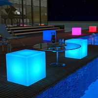 Chaise, table et tabouret LED rechargeables Infinity Cube pour discothèque, meubles décoratifs pour l'extérieur et le salon
