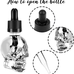<strong>Skull</strong> Essential Oil <strong>Bottle</strong> Empty 30ml Brown <strong>Glass</strong> Sample <strong>Bottle</strong> Rubber Head Dropper <strong>Bottle</strong> - Product Image 6
