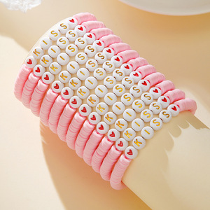 Pulseras <span class=keywords><strong>de</strong></span> la <span class=keywords><strong>Amistad</strong></span> con Letras <span class=keywords><strong>de</strong></span> Amor y Corazón Rojo para Niñas y Mujeres, Pulseras Elásticas <span class=keywords><strong>de</strong></span> Cuentas <span class=keywords><strong>de</strong></span> Arcilla Polimérica Coloridas con Logotipo <span class=keywords><strong>de</strong></span> Letras, Regalos - Product Image 3