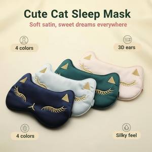 Antifaz <span class=keywords><strong>de</strong></span> seda creativo <span class=keywords><strong>de</strong></span> doble cara con diseño <span class=keywords><strong>de</strong></span> zorro <span class=keywords><strong>de</strong></span> dibujos animados para dormir, al por mayor - Product Image 5