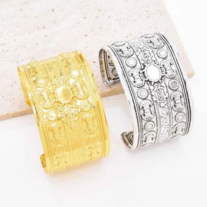 Brazalete de aleación de color dorado y plateado Vintage para mujer y hombre, regalo de fiesta - Product Image 2