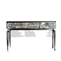 Table en Agate Naturelle Stabilisée Faite à la Main de Luxe Moderne Italienne pour Restaurant et Villa