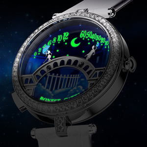 Montre à quartz de luxe pour femme Bonest Gatti, montre en acier inoxydable, lunette sertie de diamants, chronographe, montre-bracelet, verre <span class=keywords><strong>saphir</strong></span>, bracelet en <span class=keywords><strong>cuir</strong></span> - Product Image 3