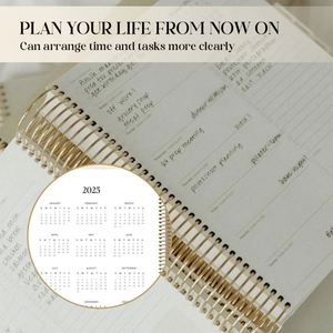 Custom 2025 Thermal Binding Leather Hardcover A5 Planner English Monthly Weekly Daily Organizer Notebook - Product Image 3