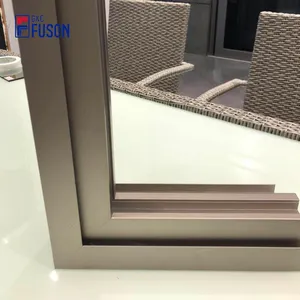 Fuson Remote Controlled Motorized Vertical Sliding Guillotine Aluminum Window For Glass Balcony
