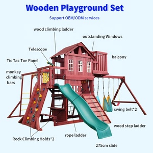 Équipement de terrain de jeu extérieur pour enfants, balançoire en bois adaptée aux enfants avec structure d'escalade, ensemble de terrain de jeu - Product Image 3