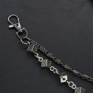 Cadena de cintura vintage <span class=keywords><strong>con</strong></span> dije de dados, cadena de pantalón de metal de doble capa, cadena de vaquero Amekaji <span class=keywords><strong>con</strong></span> gancho de cuero para llaves, para hombres y mujeres - Product Image 5
