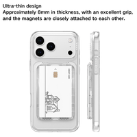 Étui Portefeuille Magnétique Transparent Pliable avec Support Téléphone pour iPhone Séries 17 16 15 14 – Porte-Cartes de Crédit Mince