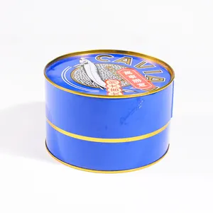 Wholesale Round Food Safe Caviar Packaging Tin , Metal Caviar Tin box ,customized printed sturgeon caviar cans empty caviar tins