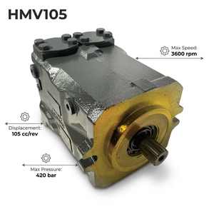 มอเตอร์ไฮดรอลิกแบบลูกสูบแกนหมุนปรับปริมาตรได้ HMV105 ขนาด 105 ซีซี แรงดัน 420 บาร์ สำหรับรถขุด รถเครน และอุปกรณ์ทำเหมือง - Product Image 1