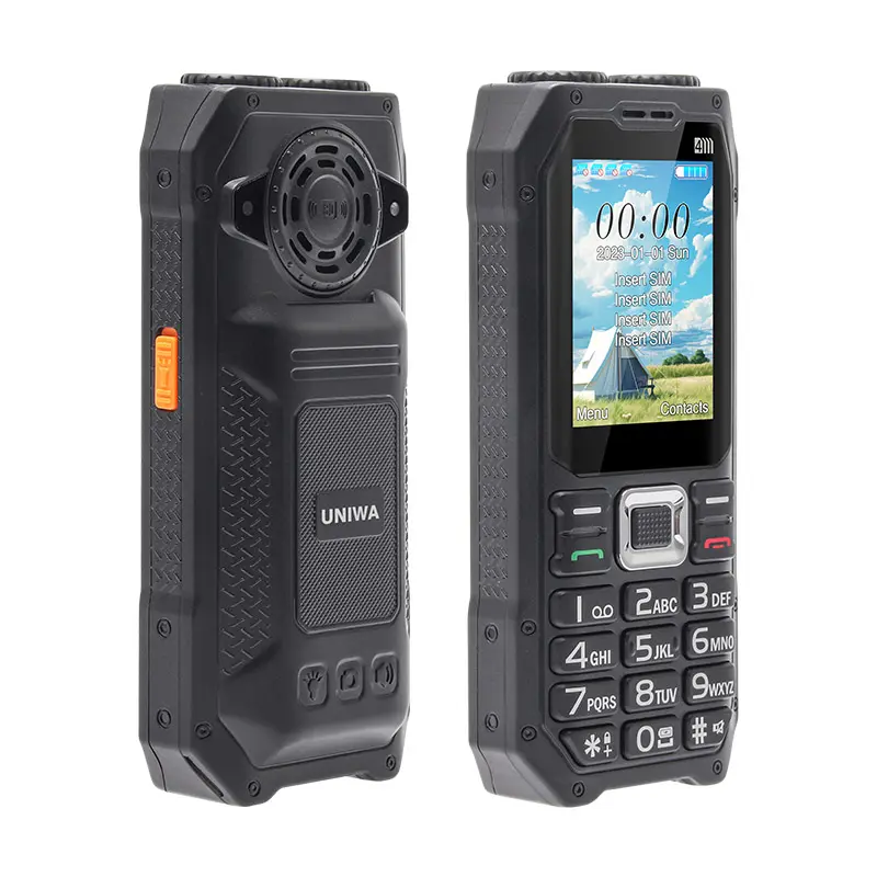 Uniwa M6000 2.4 Inch Grote Luidspreker Goedkope China Toetsenbord 4 Simkaart Mobiele Telefoon