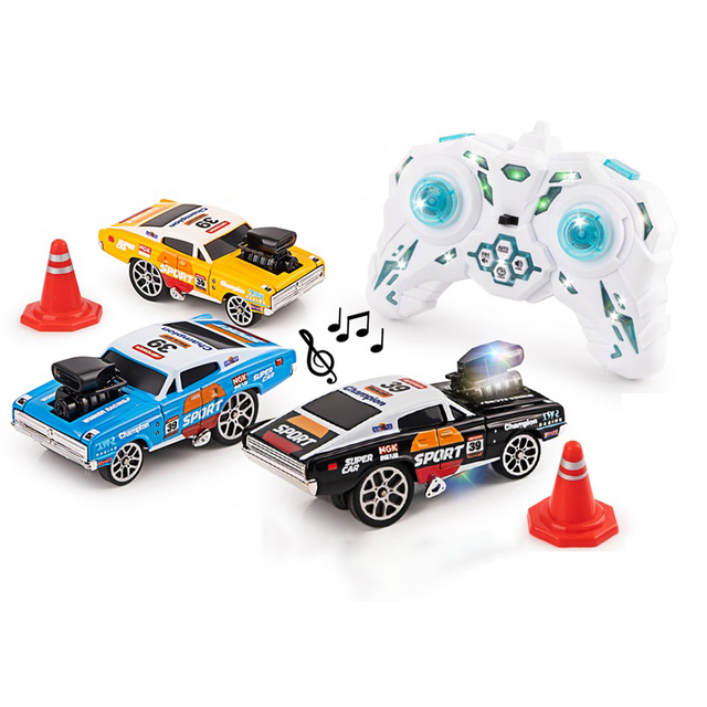 1:64 Scale Alloy 2.4Ghz RC Drift Car with Music & Sounds App-Controlled Indoor-Outdoor Use Includes Charger