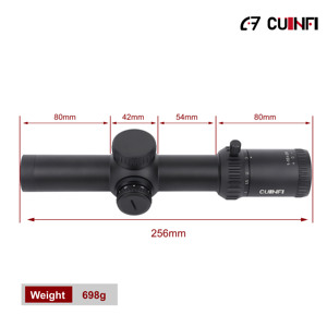Lunette <span class=keywords><strong>de</strong></span> <span class=keywords><strong>chasse</strong></span> tactique Cuinfi 1-10x28 FFP entièrement multicouche avec tourelles apparentes, premier plan focal, antichoc et étanche - Product Image 3