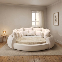Lit de rangement Willsoon personnalisé en cuir italien rembourré avec matelas et oreillers, lit circulaire enveloppant, fabricant d'origine