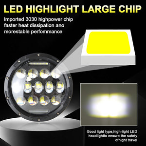 ไฟหน้า LED ทรงกลม JHS ขนาด 7 นิ้ว 60W กำลังสูง สำหรับรถจี๊ป Wrangler กันน้ำ ใช้เป็นไฟตัดหมอกสำหรับรถ Jeep JK <span class=keywords><strong>JL</strong></span> - Product Image 4