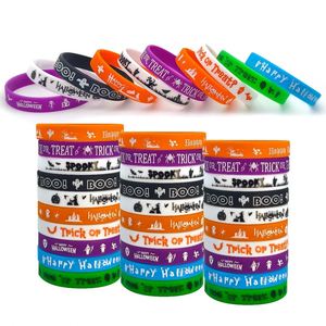 Bracelets en silicone d'Halloween avec motifs citrouille et chauve-souris, bracelets en caoutchouc pour hommes et femmes, personnalisables avec logos - Product Image 3