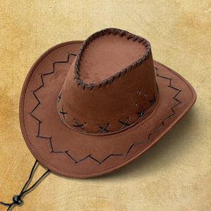 Western Cowboy <b>Hat</b> Unisex Solid Color Polyester Sunshade <b>Hat</b> Spring <b>Summer</b> 56-58cm Non Foldable - Product Image 4