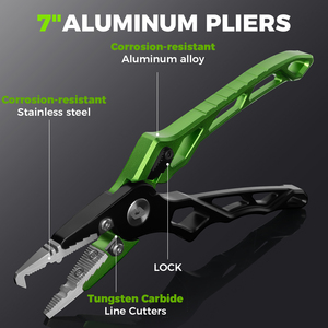 Pince à anneaux fendus en aluminium anodisé <span class=keywords><strong>de</strong></span> 18,5 cm à mâchoires courbées, anti-corrosion, anti-rouille, outil à bec courbé pour la pêche aux leurres - Product Image 4
