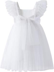 <span class=keywords><strong>Tutu</strong></span>.kk Robe de fête vintage en crochet pour fillettes, manches bouffantes, robe en tulle à volants pour demoiselles d'honneur, mariage et anniversaire - Product Image 3