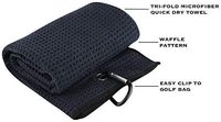 Amrta Ensemble Cadeau d'Accessoires de Golf Noirs Durables et Incassables : Serviette, Brosses, Nettoyeur de Rainures, Outil de Réparation de Divots Pliable, Porte-Tees