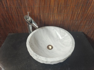 Vasque de salle de bain en marbre blanc de conception moderne, hautement écologique, finition brossée, lavabo de luxe fait main pour comptoir - Product Image 4