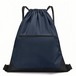 Luxury Custom Adult Travel Gym Swim <strong>String</strong> <strong>Bags</strong> Water Resistant with Printed Logo Zipper Pocket Black Drawstring <strong>Bag</strong> With Straps - Product Image 5