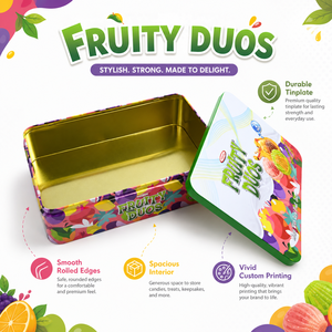 Custom Printed Rounded Rectangle Recyclable Food Grade Tinplate Box <b>Storage</b> <b>Tin</b> for Fruit Candy Sweets Gift Packaging - Product Image 3