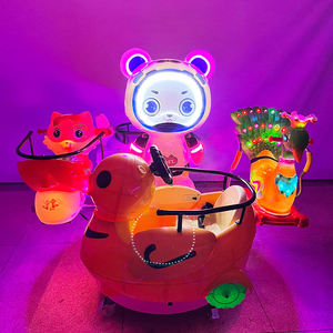 ม้าหมุนขนาดเล็กเกรดเชิงพาณิชย์ งานแฮนด์เมด พร้อมจำหน่าย ม้ากระโดด 2 ตัว ไฟ LED สีสันสดใส สำหรับเด็ก - Product Image 4