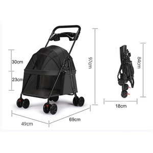 Xe đẩy chó nhẹ ngoài trời, dành cho chó nhỏ, xe đẩy thú cưng gấp gọn Teddy, xe đẩy mèo nhỏ có bàn - Product Image 2