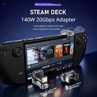 Adaptateur USB-C/A mâle vers USB-C femelle à angle de 180 degrés, 20 Gbit/s PD 140 W, pour appareils de type C, Steam Deck, ordinateur portable, tablette
