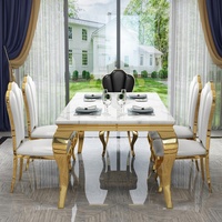 Table à manger rectangulaire en marbre de luxe, style postmoderne, simple, avec chaises, mobilier de maison