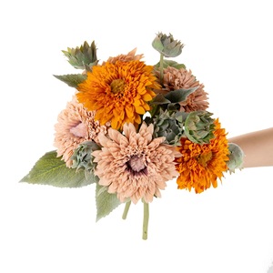 CallaFloral Ramo de Girasoles Artificiales de Doble Pétalo Naranja, Decoración Impermeable para Bodas, 120 cm - Product Image 5