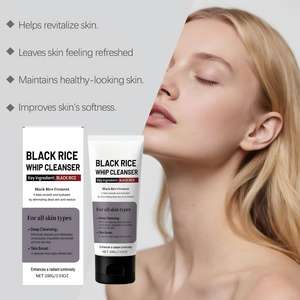 Nettoyant moussant au riz noir personnalisé 100g Nettoyage en profondeur Éclaircissant Hydratant Convient à tous les types de peau Utilisation quotidienne - Product Image 6