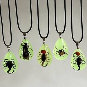 Kalung liontin kalajengking dalam gelap pria, Kalung liontin kuning serangga asli bandul Resin - Product Image 2