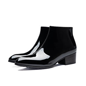 Botas de Tobillo Minimalistas para Hombre 2026, con Punta Puntiaguda, Brillantes, de Cuero Genuino, con Cierre Lateral y Tacón Alto, para Dropshipping - Product Image 4