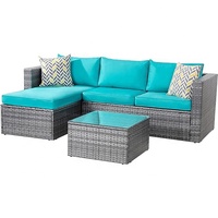 Ensemble de mobilier d'extérieur en rotin tressé léger pour patio, camping et jardin, comprenant canapé, chaise et table, vente en gros