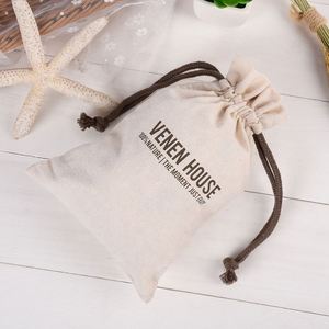 Natural Cotton Muslin Drawstring <b>Bags</b> Eco-Friendly Custom Coffee Bean Canvas <b>Gift</b> <b>Bag</b> for Jewelry Packaging Pouch - Product Image 2