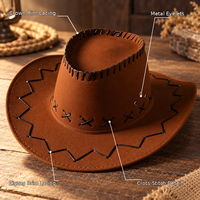 Chapeau de cowboy occidental à large bord, style rétro estival, 100 % polyester, pour fêtes, Halloween, carnaval, extérieur, protection solaire quotidienne