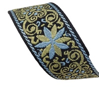 Ruban Jacquard Floral Bicolore Style Baroque Vintage 2 Pouces, Garniture Élégante en Polyester pour Bricolage et Artisanat de Couture 50mm