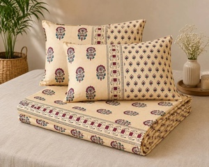 Solid Bedsheets Cream Floral Cotton Bedsheet Set King <b>Bed</b> Sheet 102 x 102 Soft Cotton Bedding with 2 Pillow Covers - Product Image 3
