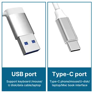Hub USB C 2 em 1 ou 4 em 2 adaptador inteligente tipo C compatível com transferência multiporta USB 3.0 /2.0 hub divisor para laptop e telefone