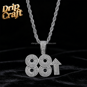 จี้ตัวเลขฮิปฮอป <span class=keywords><strong>88</strong></span> ชุบทองคำแท้ด้วยเซอร์โคเนียมเต็มตัว สำหรับผู้ชายและผู้หญิง เครื่องประดับแฟชั่นสั่งทำได้ - Product Image 3